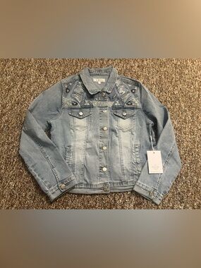 GG Jeans Women’s Embellished Sequin Embroidered Denim Jean Jacket Size M New